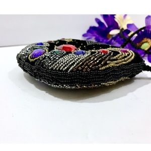 🌻Black suede rhinestones coin purse
